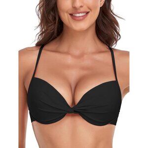 Women's Push Up Bikini Top Molded Soft Pads Twist Front Underwire Swimwear